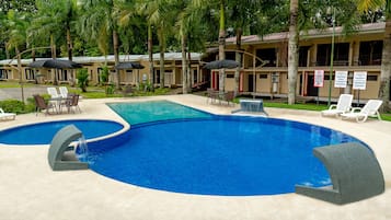 Outdoor pool, sun loungers