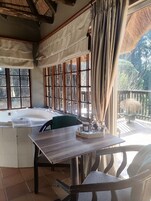 Standard Cabin, 1 King Bed, Balcony, River View (Guinea Fowl ) | Bathroom | Separate tub and shower, free toiletries, hair dryer, towels
