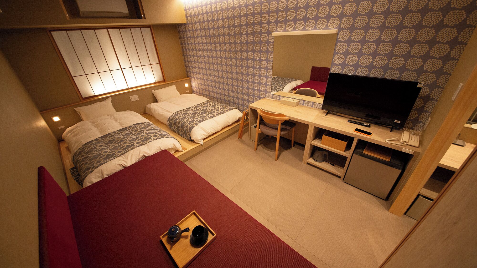 日式双床房, 无烟房 | 客房内保险箱、免费 WiFi、床单