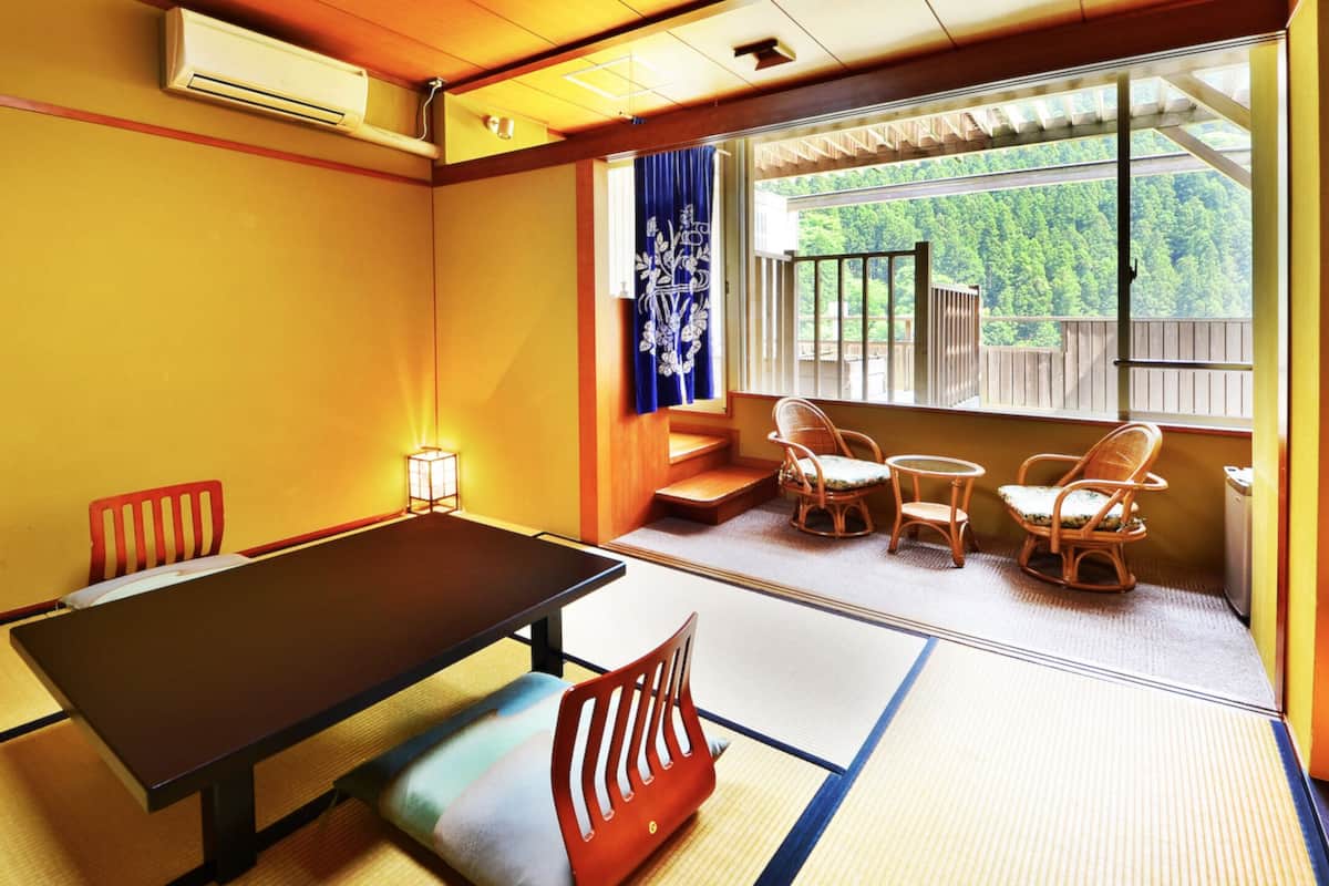Japanese Style Room with Open Air Bath, Mountain View | In-room safe, WiFi (free), bed sheets