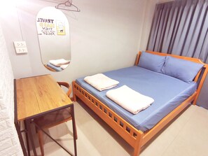 Basic Double Room, 1 Queen Bed, City View | Blackout drapes, iron/ironing board, free WiFi, bed sheets - Restiny Hostel (Bangkok)