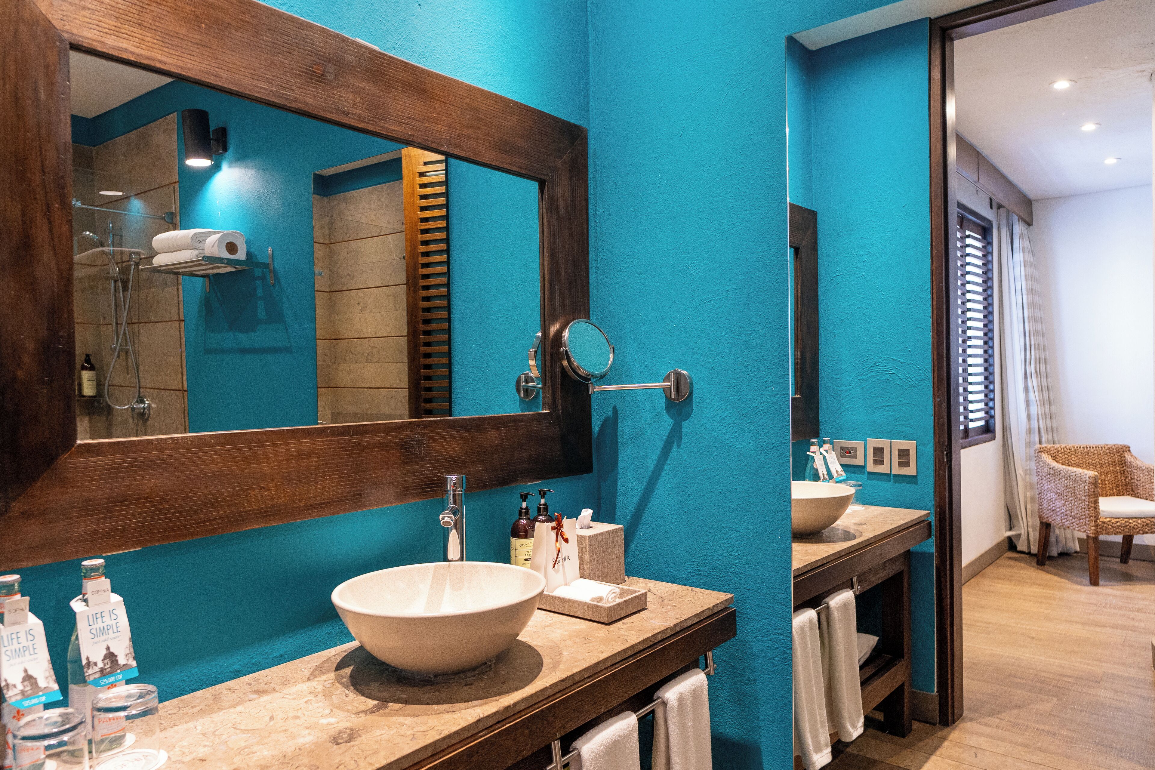 family room | bathroom | shower, free toiletries, hair dryer, bathrobes