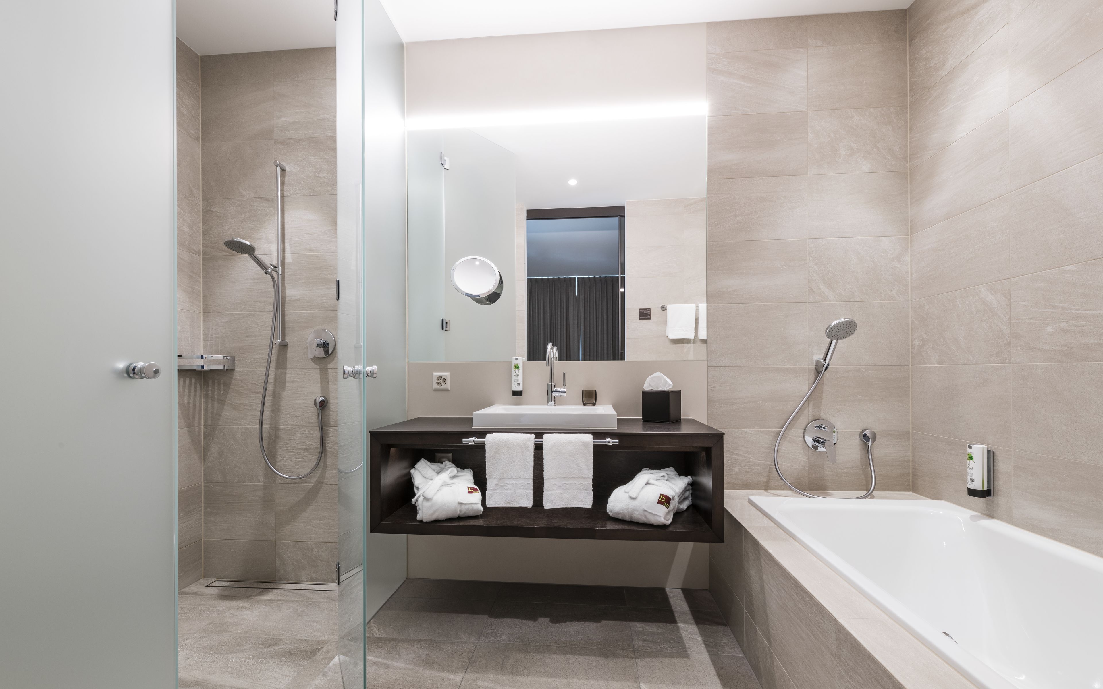 free toiletries, hair dryer, slippers, towels