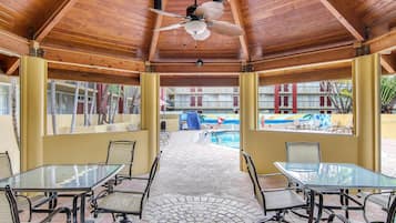 Outdoor pool, pool loungers
