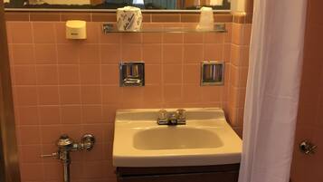 Tina con regadera y toallas