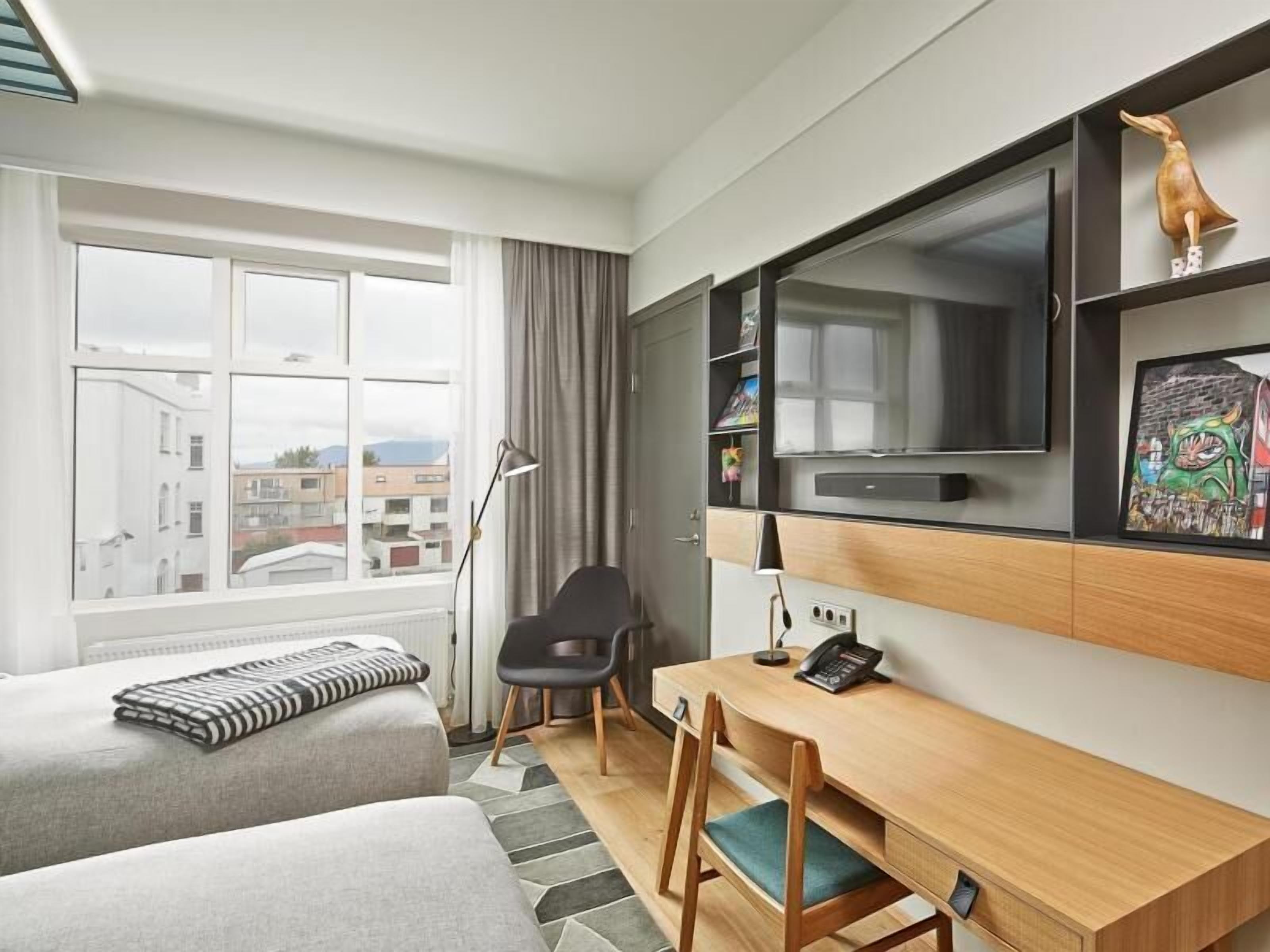 Premium bedding, memory foam beds, in-room safe, desk