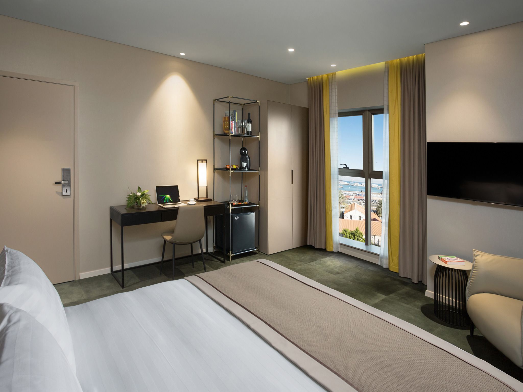 executive double room, bay view | 1 bedroom, minibar, in-room safe, desk