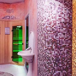 Un sauna, una bañera de hidromasaje, baño turco/hammam