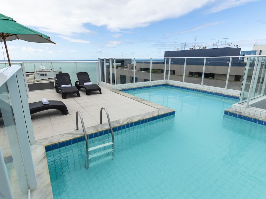 Outdoor pool, sun loungers