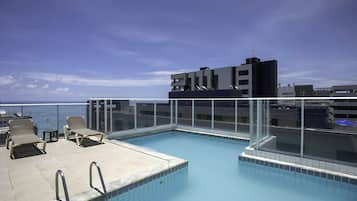 Outdoor pool, sun loungers