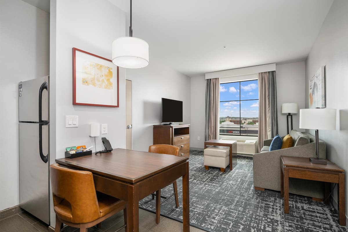 Flat-screen TV, MP3 dock