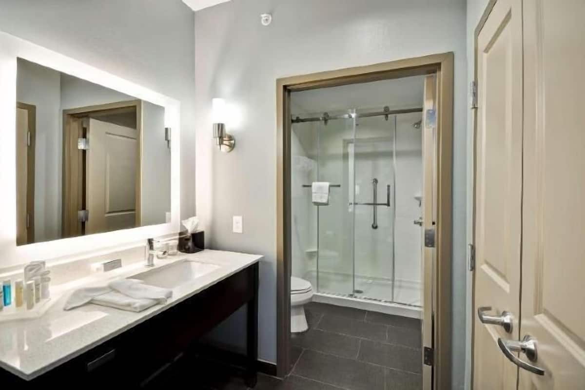 Bathroom | Combined shower/tub, free toiletries, towels