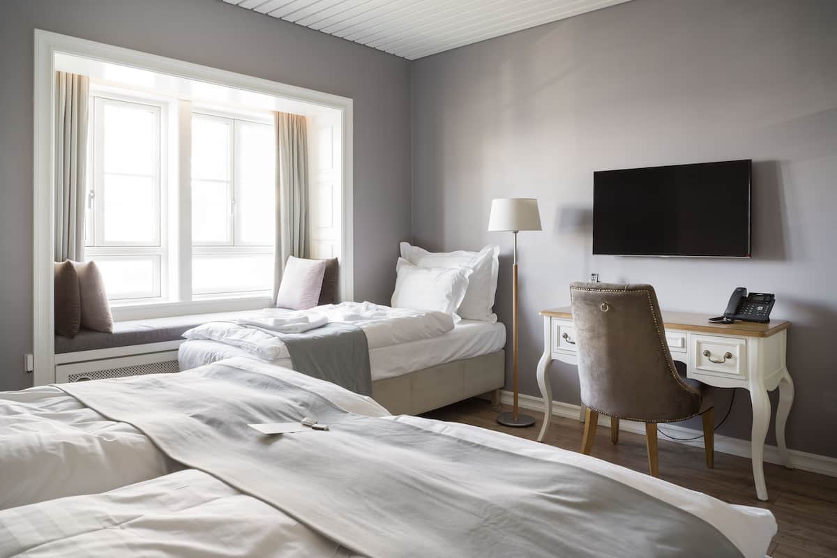 In-room safe, desk, laptop workspace, blackout drapes
