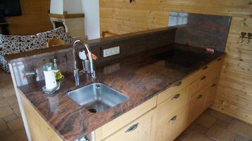 Deluxe Chalet, 2 Bedrooms, Mountain View, Garden Area | Private kitchen | Fridge, microwave, coffee/tea maker, electric kettle