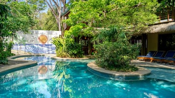 2 outdoor pools, open 7:00 AM to 9:00 PM, pool loungers