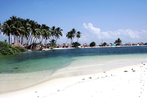 On the beach, white sand, scuba diving, snorkeling