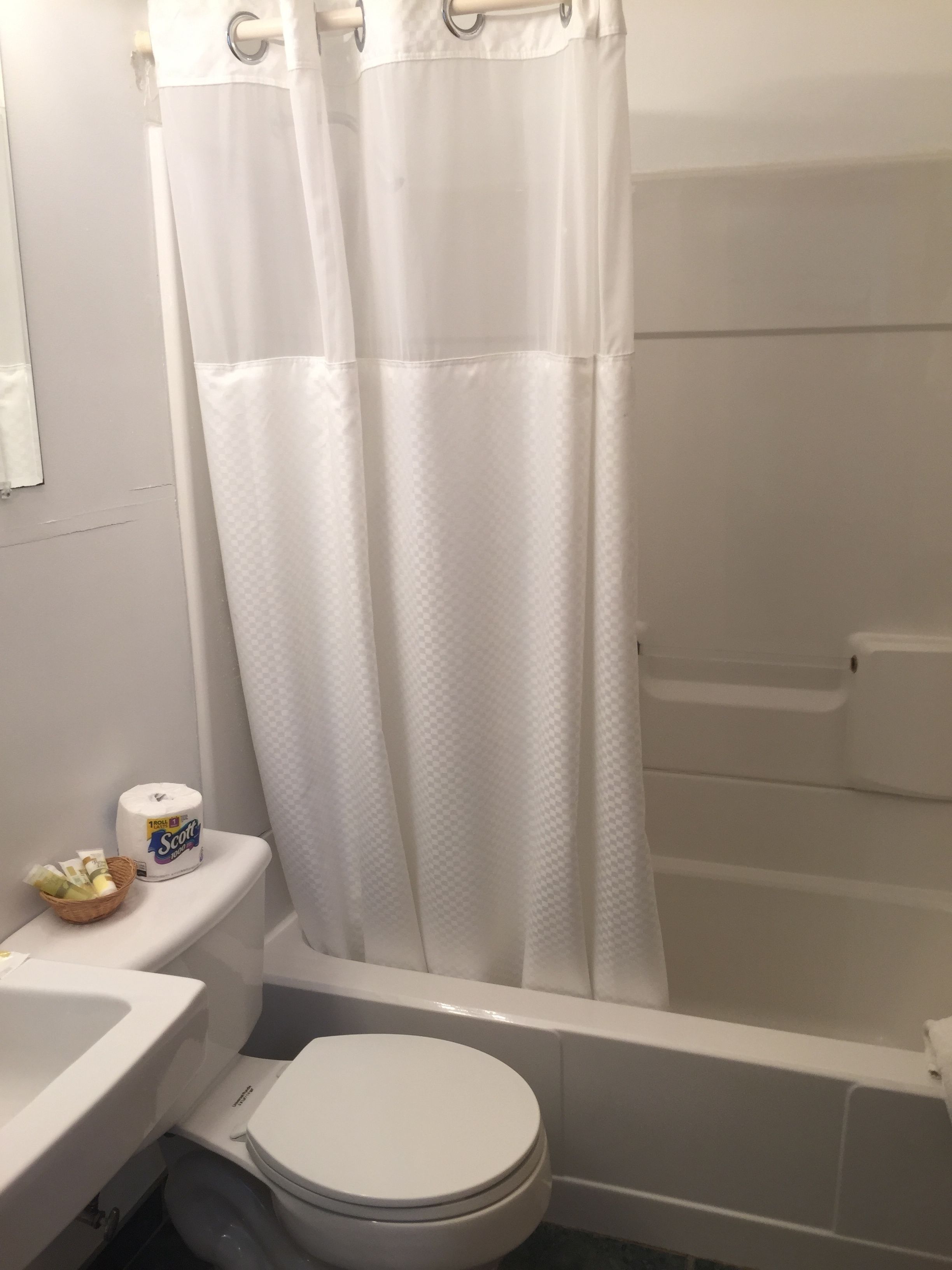 Une salle de bain avec des toilettes, un lavabo et une baignoire.
