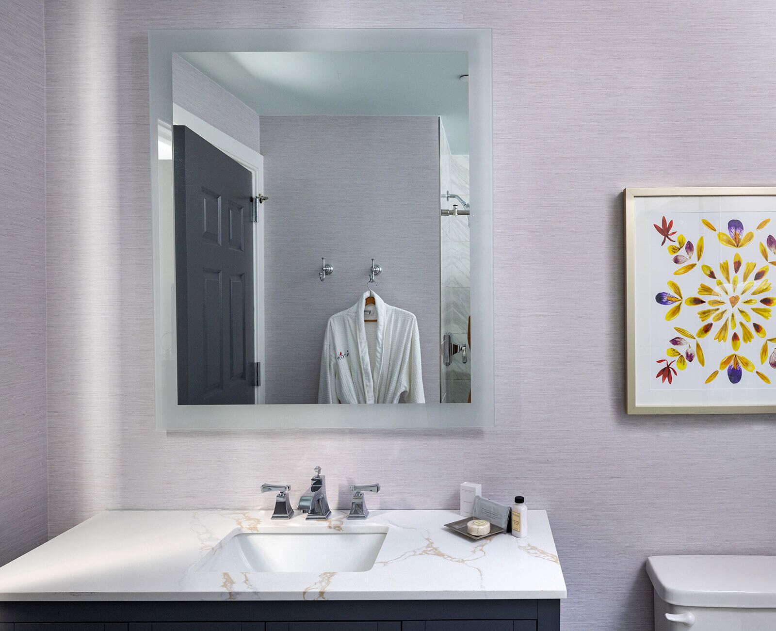 free toiletries, hair dryer, bathrobes, towels