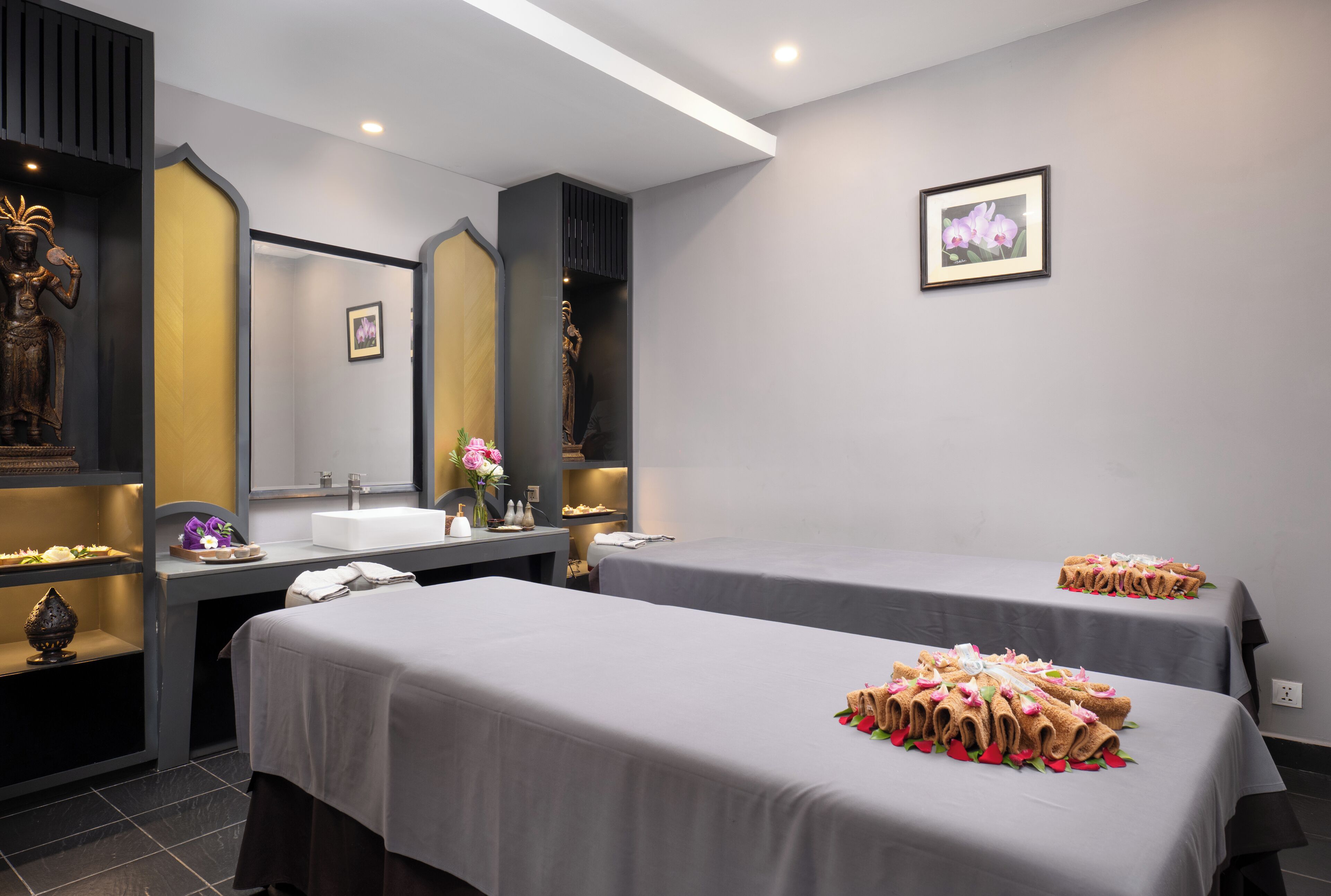 Behandelingskamers voor koppels, lichaamsbehandelingen, aromatherapie