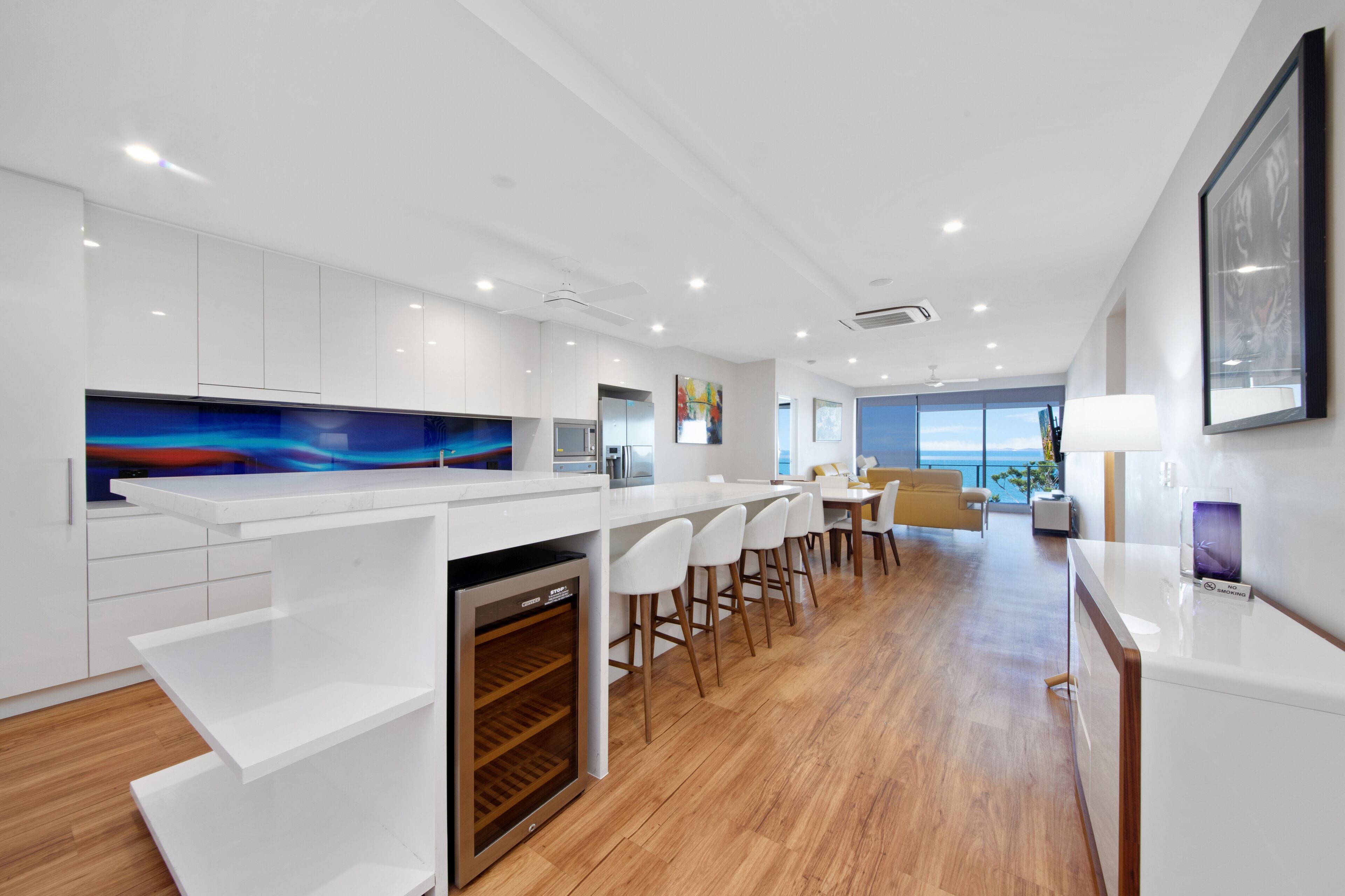 3 bedroom east facing ocean view | private kitchen | full-sized fridge, microwave, stovetop, dishwasher