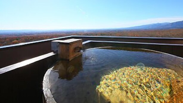 A rooftop pool with a clear view of the surrounding landscape. - Nasu Ichiya Hotel (Nasu)