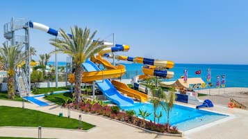 Indoor pool, outdoor pool, pool umbrellas, sun loungers