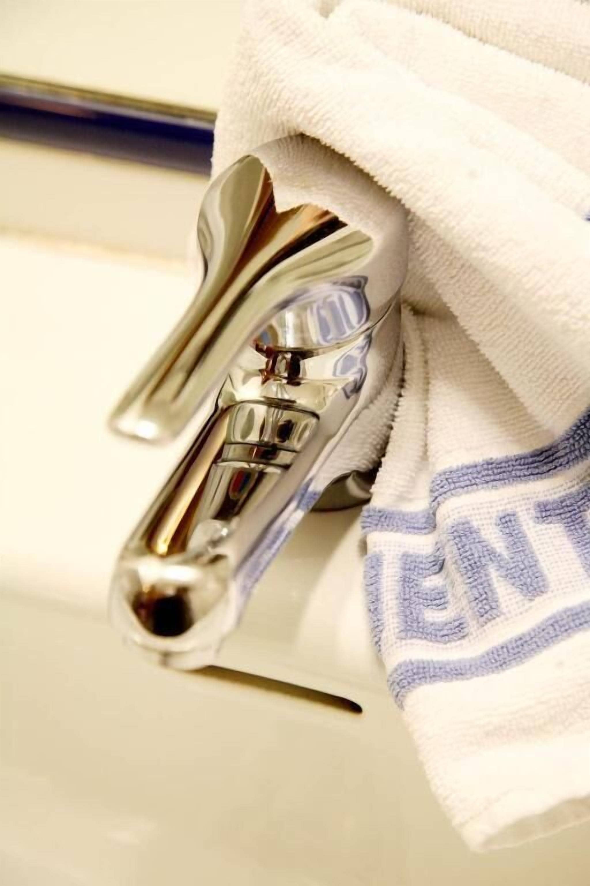 combined shower/bathtub, free toiletries, hair dryer, towels