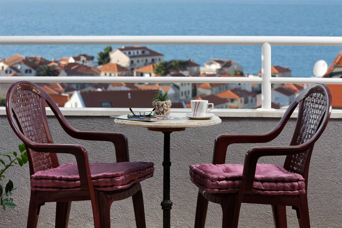 Apartamento, 1 habitación, balcón, vistas al mar | Terraza o patio