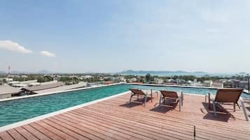 Outdoor pool, pool loungers
