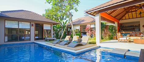 Vila, 3 kamar tidur, kolam renang pribadi | 2 kamar tidur, seprai katun Mesir, seprai premium, dan brankas