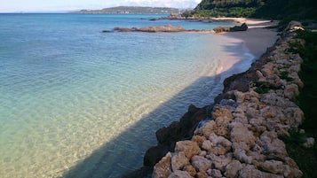 On the beach, white sand