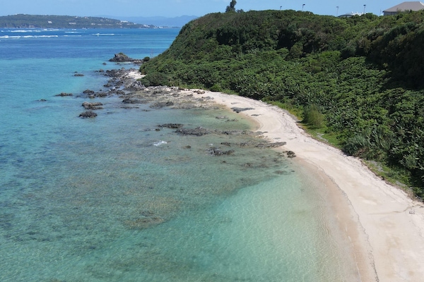 On the beach, white sand