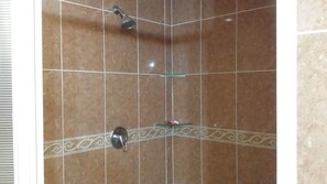 Family Suite, 2 Queen Beds | Bathroom shower