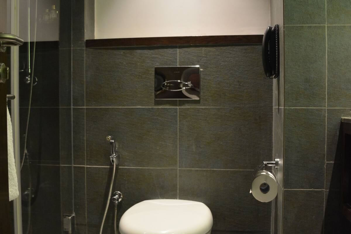 shower, rainfall showerhead, free toiletries, hair dryer