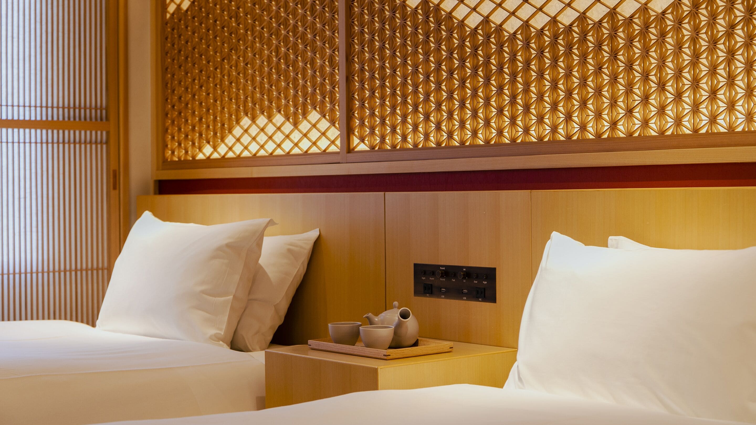Tomannsrom – design, 2 enkeltsenger, ikke-røyk (Kyoto Room) | Dundyner, safe på rommet, skrivebord og blendingsgardiner