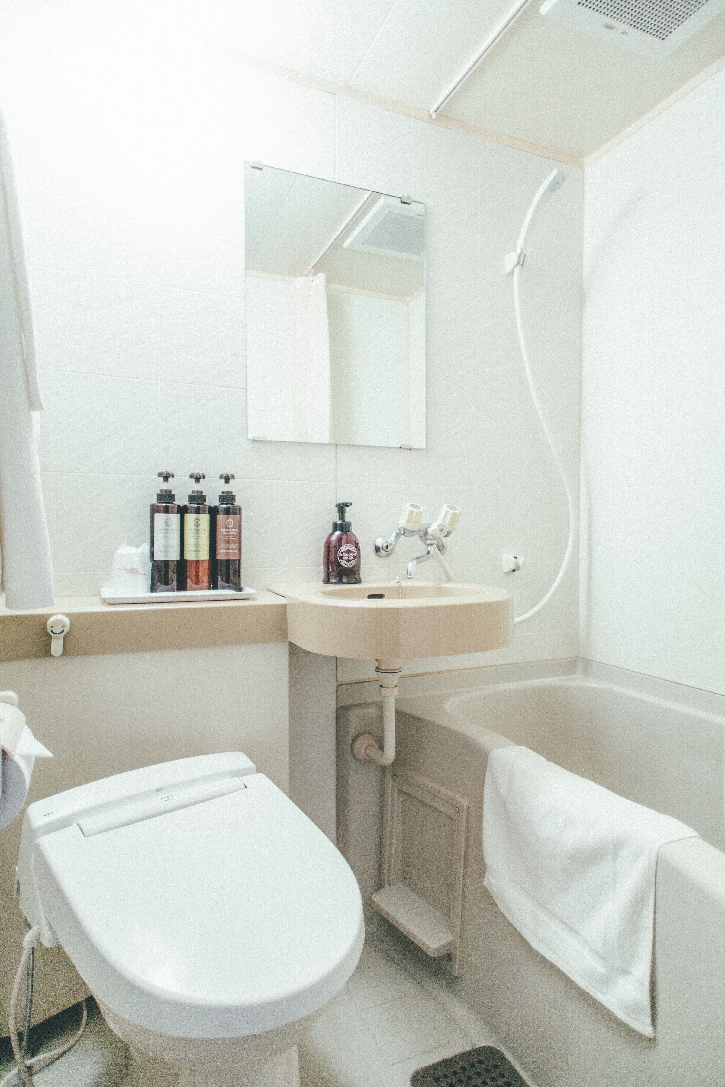 combined shower/bathtub, free toiletries, hair dryer, dressing gowns