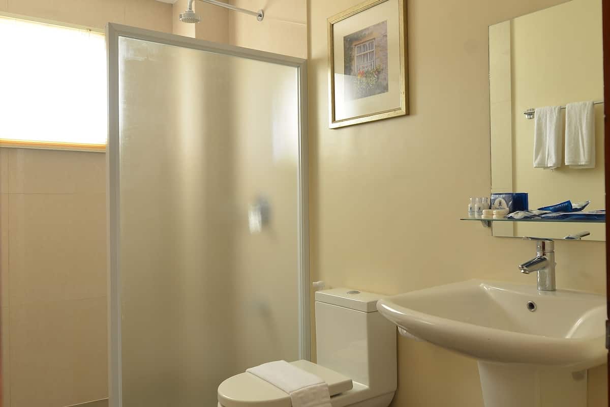 family room | bathroom | shower, bathrobes, slippers, bidet