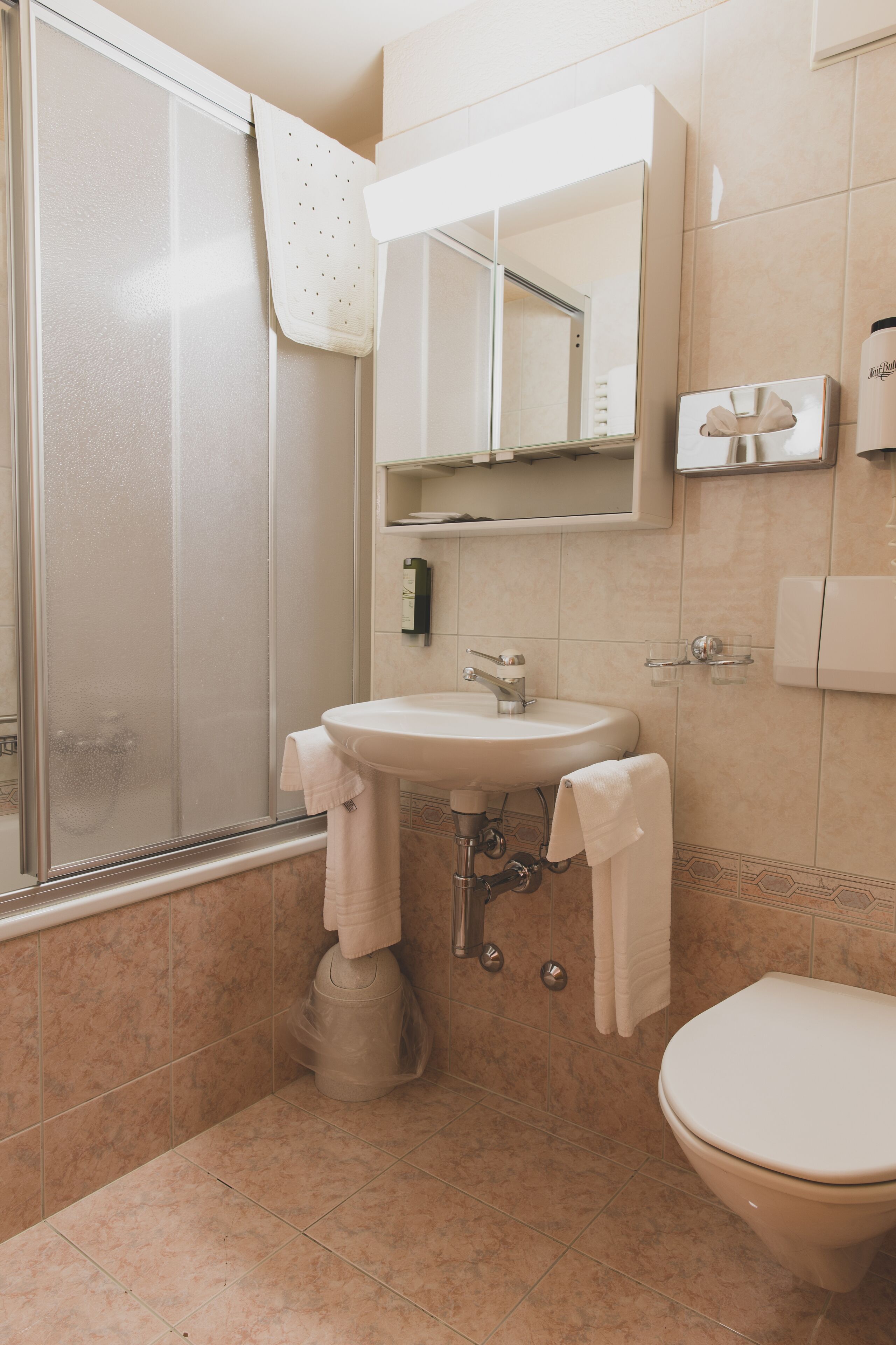 twin room | bathroom | free toiletries, hair dryer, towels