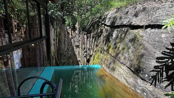 Indoor pool, outdoor pool, sun loungers