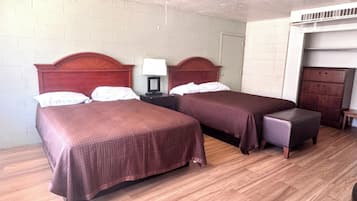 Room, 2 Queen Beds, Non Smoking | Desk, WiFi (free), bed sheets