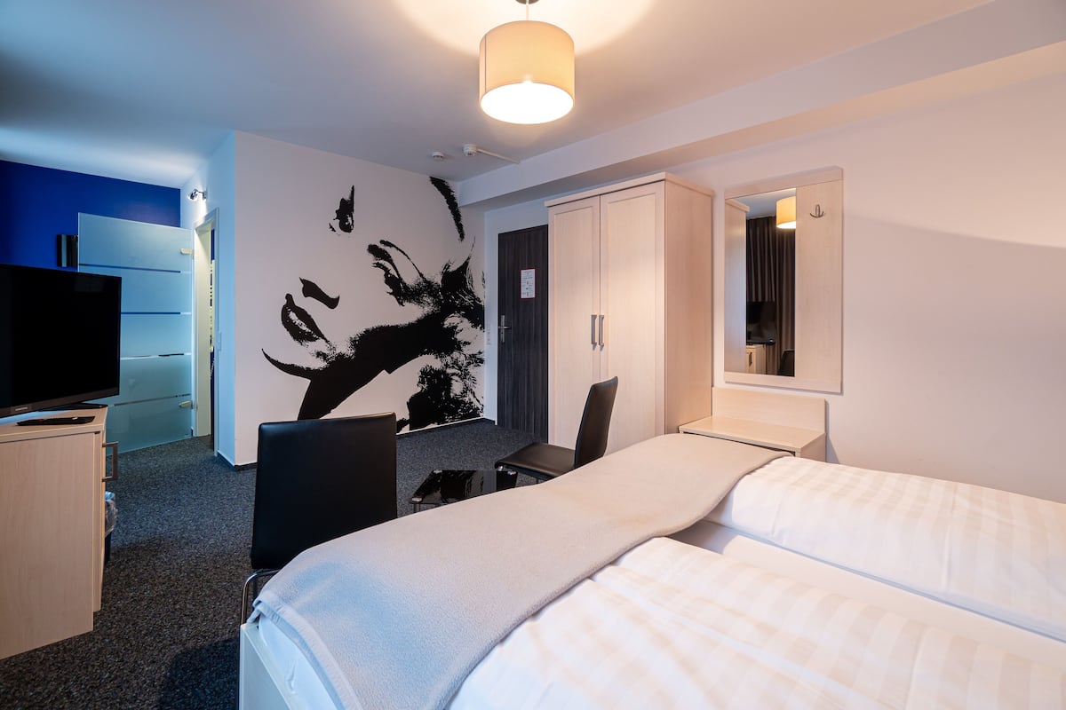 comfort double room | hypo-allergenic bedding, desk, laptop workspace, blackout curtains