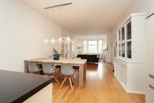 Deluxe Apartment, 3 Bedrooms | Private kitchen | Full-size fridge, microwave, stovetop, dishwasher