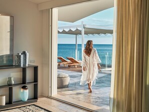 Luxury Villa, 4 Bedrooms, Private Pool, Sea View | Living room | 43-inch flat-screen TV with cable channels, TV, table football - Falkensteiner Resort Capo Boi (Villasimius)