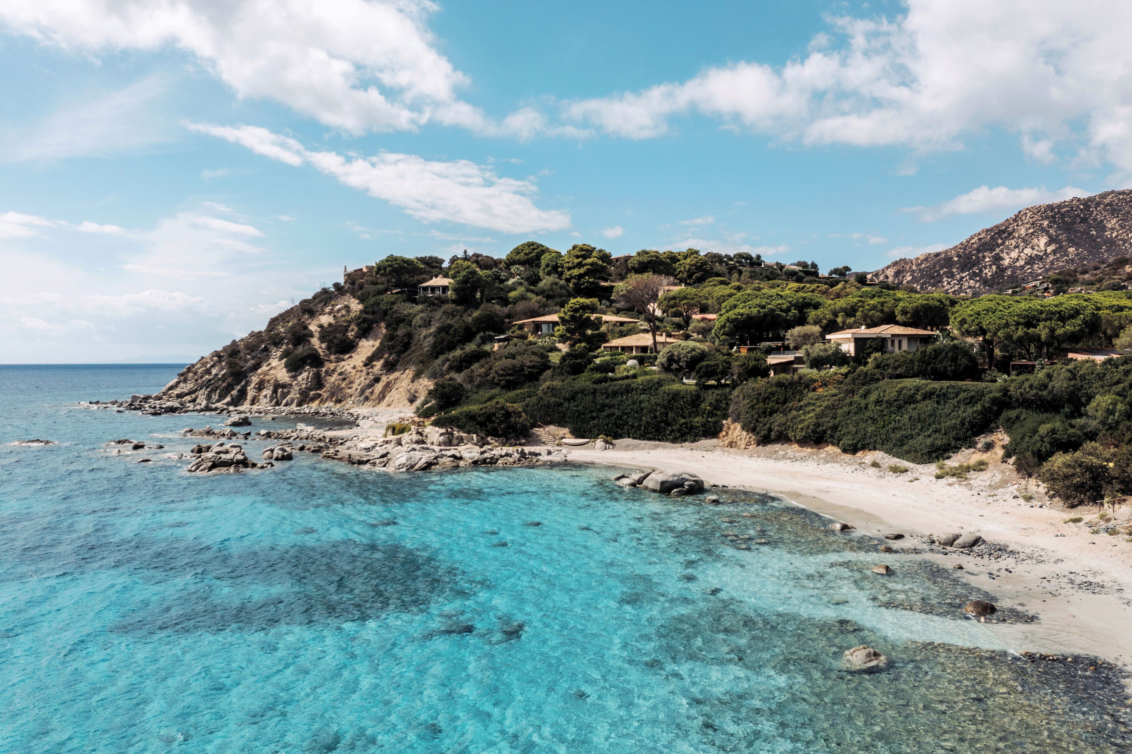 Private beach, white sand, sun loungers, beach umbrellas