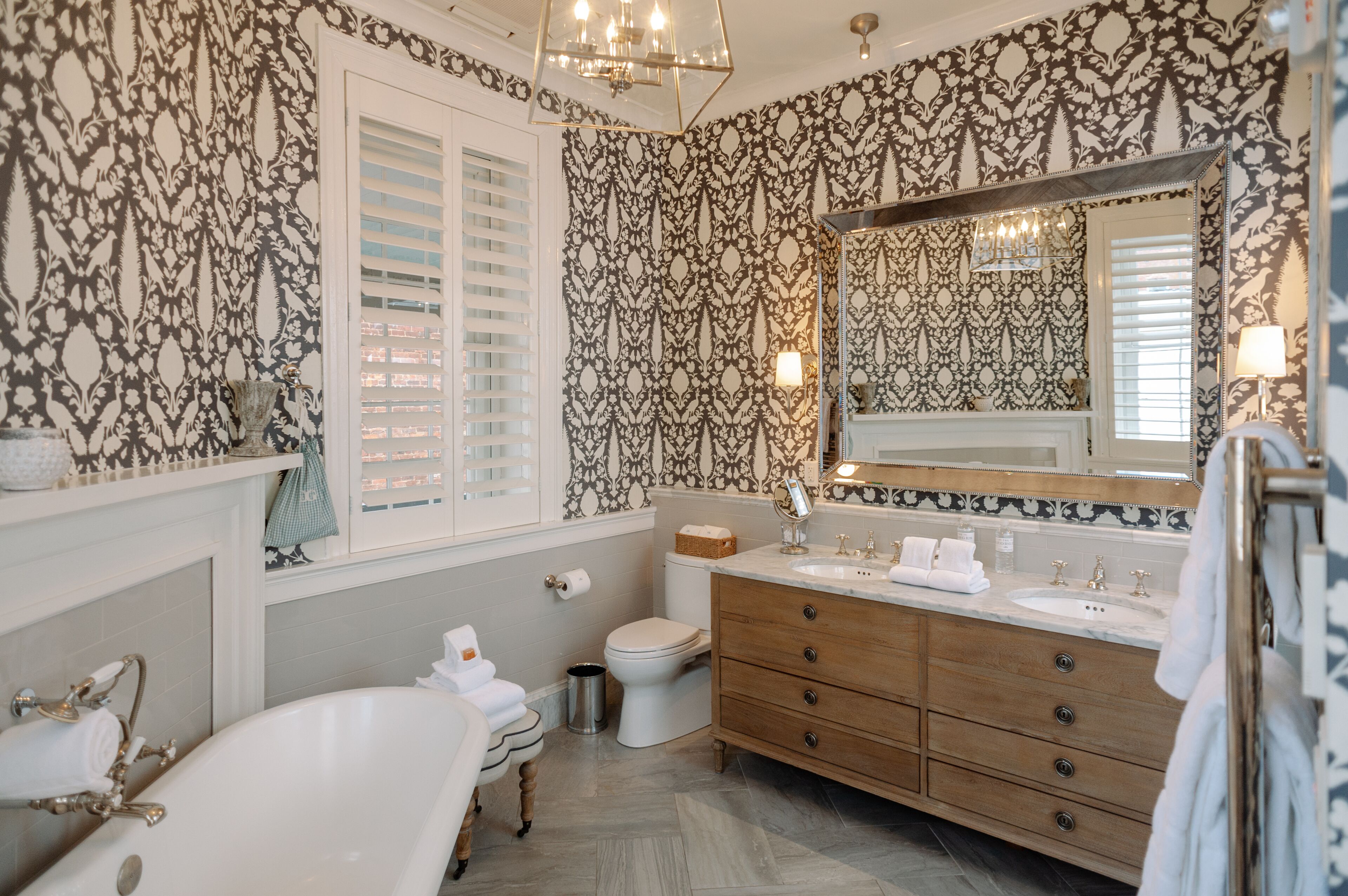 junior suite | bathroom | designer toiletries, hair dryer, bathrobes, towels