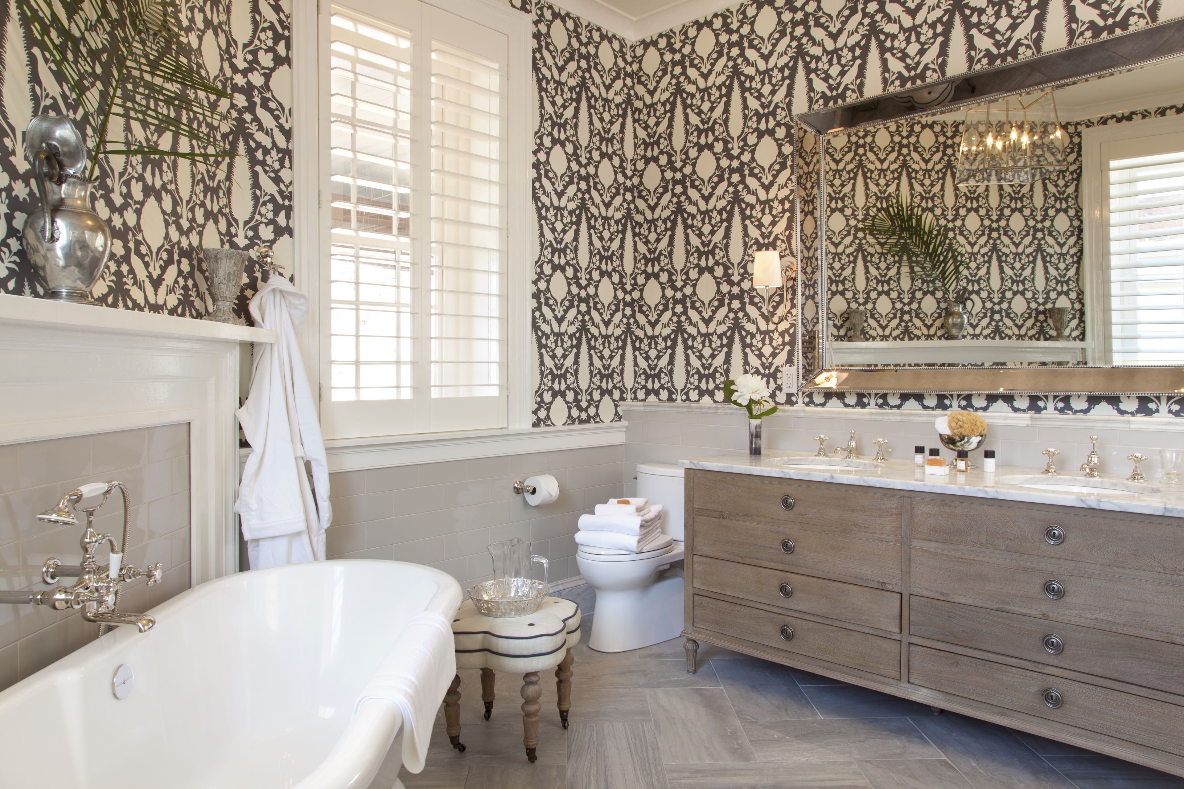 designer toiletries, hair dryer, bathrobes, towels