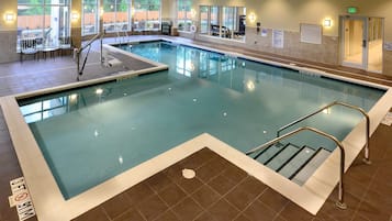 Indoor pool, open 5:00 AM to 10:00 PM, sun loungers