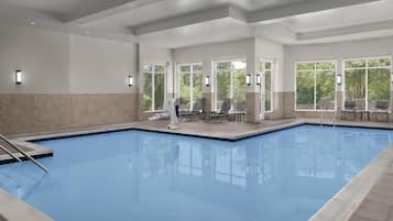 Indoor pool, open 7:00 AM to 10:00 PM, sun loungers