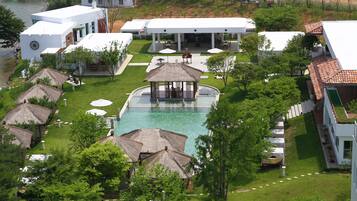 Seasonal outdoor pool, open noon to 10:00 PM, pool cabanas (surcharge)