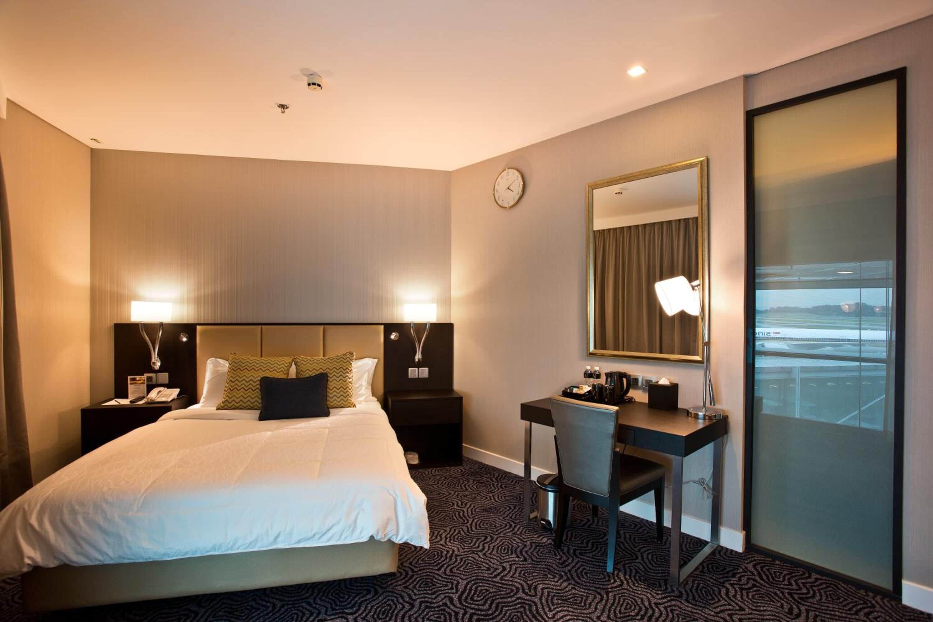 premium bedding, down duvets, desk, soundproofing